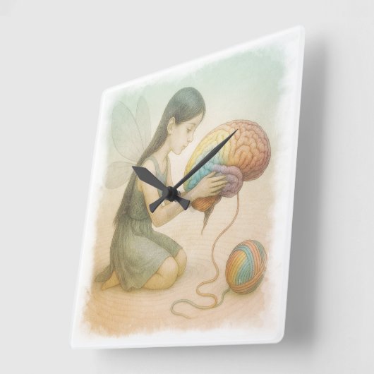 Brain-Weaving Winged Fairy Vierkante Klok (Hoek)