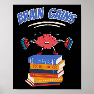 Brain Wins Reading Teacher Book Lover Terug naar S Poster