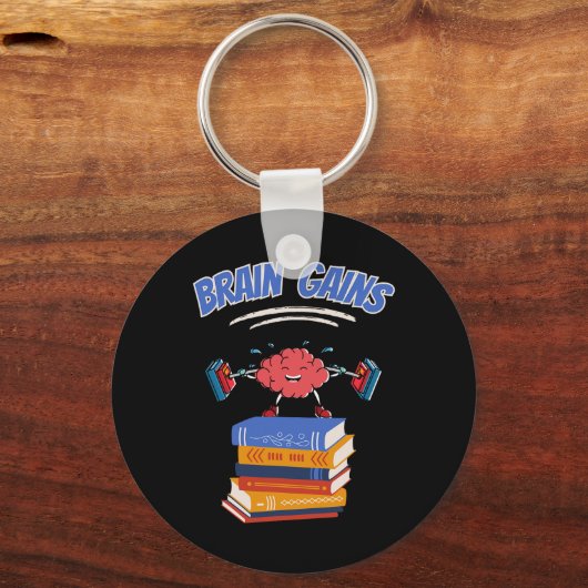 Brain Wins Reading Teacher Book Lover Terug naar S Sleutelhanger (Voorkant)