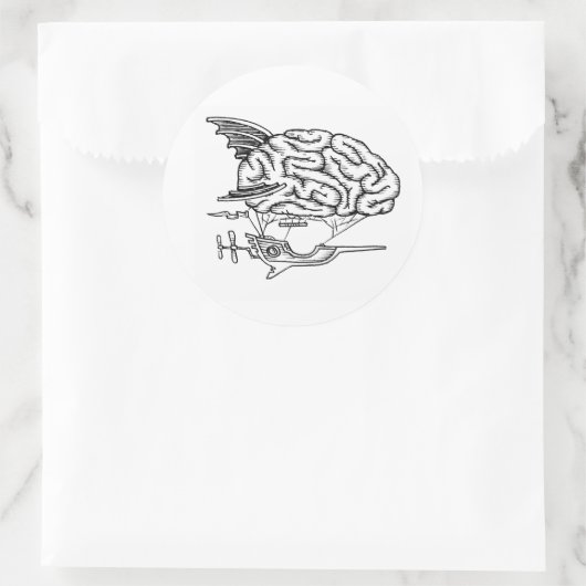 Brain Zeppelin Sticker (wit) (Tas)