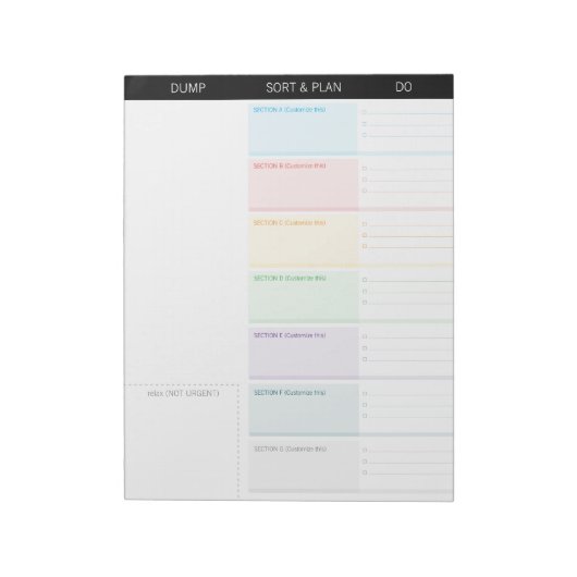 Braindump Aangepast BEWERKBAAR minimalistisch blan Notitieblok (Linkerzijde)