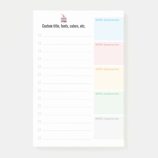 Braindump Aangepaste BEWERKBARE minimalistische ch Post-it® Notes (Voorkant)