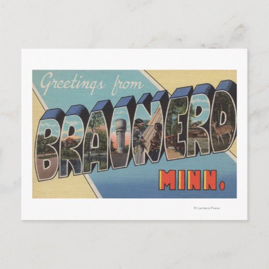 Brainerd, Minnesota - Grote lettertjes Briefkaart (Voorkant)