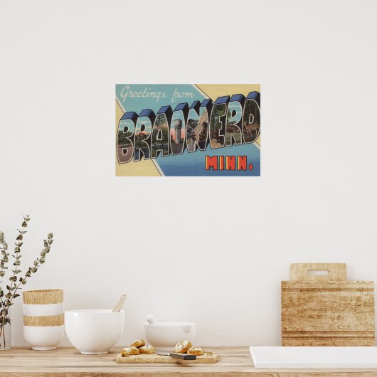 Brainerd, Minnesota - Grote lettertjes Poster (Keuken)