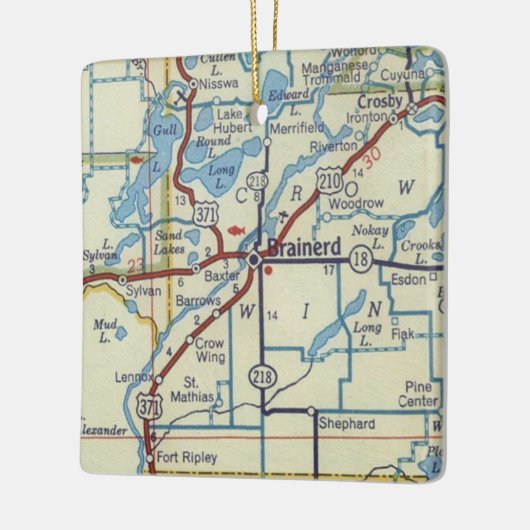 Brainerd MN  Kaart Keramisch Ornament (Links)