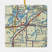 Brainerd MN  Kaart Keramisch Ornament (Voorkant)