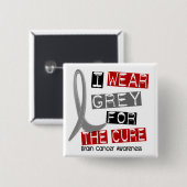 BRAINKANKER I Draag grijs voor de crème 37 Vierkante Button 5,1 Cm (Voorkant /achterkant)