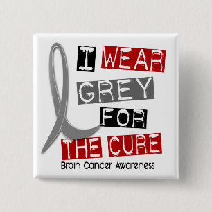 BRAINKANKER I Draag grijs voor de crème 37 Vierkante Button 5,1 Cm