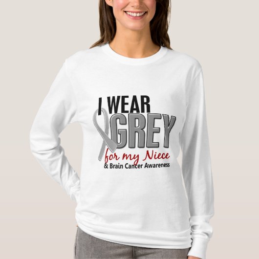 BRAINKANKER Ik Draag grijs voor mijn nichtje 10 T-shirt (Voorkant)