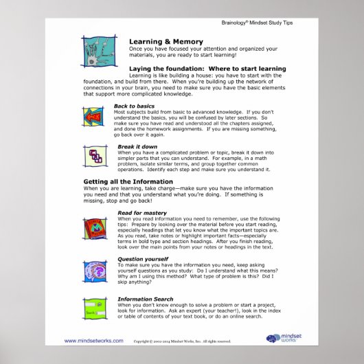 Brainology® Poster 5: Leren en geheugen (Voorkant)