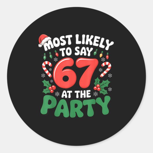 Brainrot Grappig Kerst 67 Meme Kerstmis Waarschijn Ronde Sticker (Voorkant)