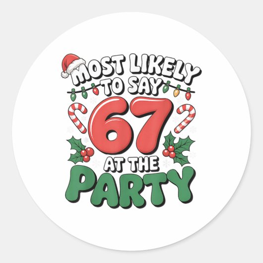 Brainrot Grappige Kerstmis 67 Meme Kerstmis Meest  Ronde Sticker (Voorkant)