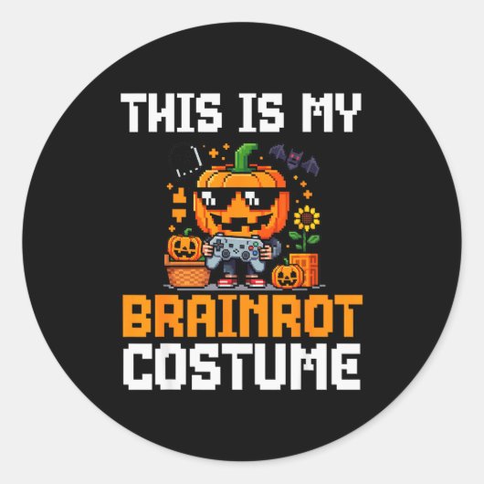 Brainrot Halloween Shirt Kids Boys 10-12 Girls Bra Ronde Sticker (Voorkant)