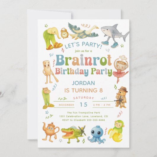 Brainrot Meme Birthday Party Kaart (Voorkant)