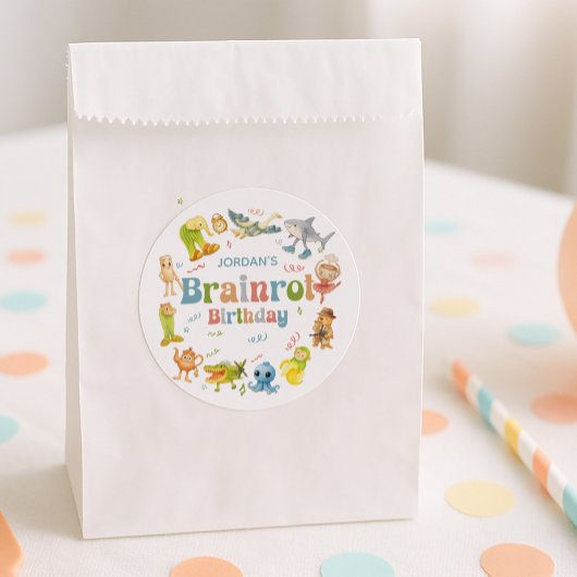 Brainrot Meme Birthday Party Ronde Sticker