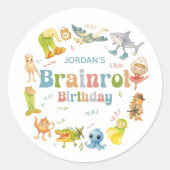 Brainrot Meme Verjaardagsfeestje Ronde Sticker (Voorkant)