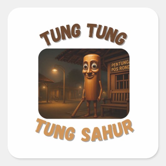 BrainRots Tung Tung Tung Sahur  Vierkante Sticker (Voorkant)