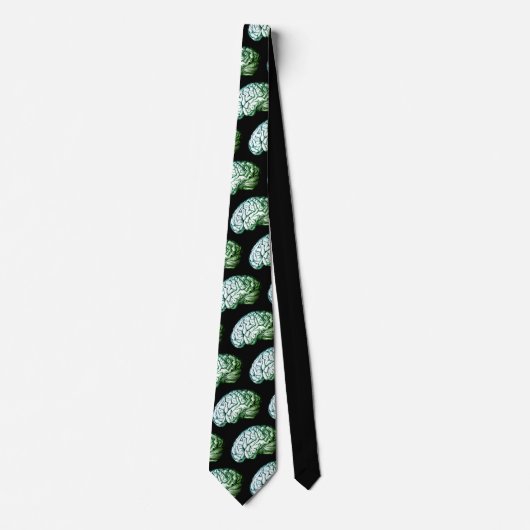 Brains  Afdrukken Zombie Green & Black Necktie Stropdas (Voorkant)