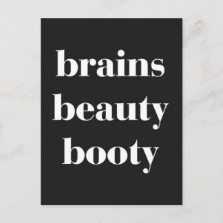 Brains Beauty Booty Funny Quote Briefkaart