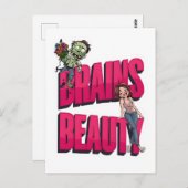 Brains & Beauty – Zombie Humor Design Briefkaart (Voorkant / Achterkant)