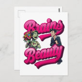 Brains & Beauty – Zombie Humor Design Briefkaart (Voorkant / Achterkant)