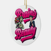 Brains & Beauty – Zombie Humor Design Keramisch Ornament (Rechts)