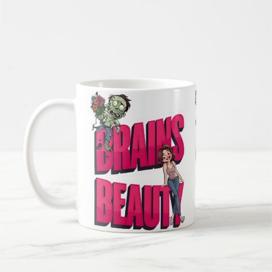 Brains & Beauty – Zombie Humor Design Koffiemok (Links)