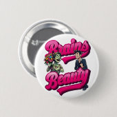 Brains & Beauty – Zombie Humor Design Ronde Button 5,7 Cm (Voorkant /achterkant)