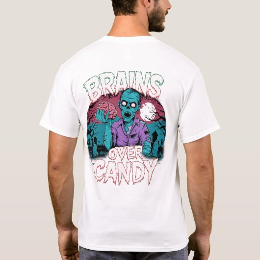 Brains & Blood Splatter - Scary Zombie Graphic T-s T-shirt (Achterkant)