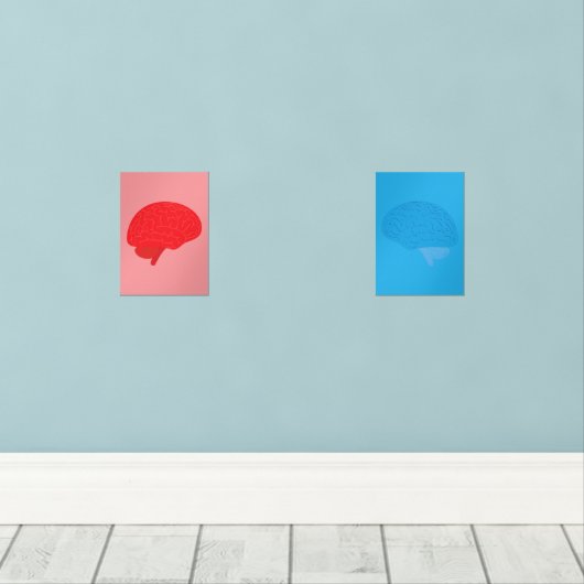 Brains in Red & Blue Muurkunst Sets (Houten vloer)