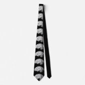 Brains Macabre Silky Finish Black & White Necktie Stropdas (Voorkant)