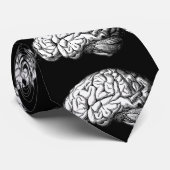 Brains Macabre Silky Finish Black & White Necktie Stropdas (Opgerold)