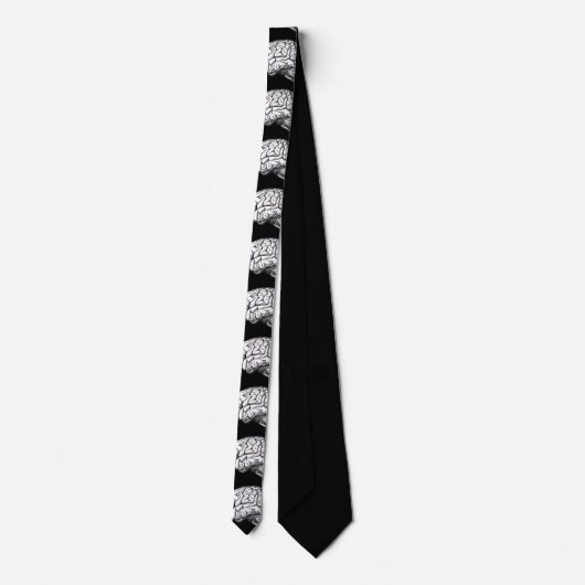 Brains Macabre Silky Finish Black & White Necktie Stropdas (Achterkant)