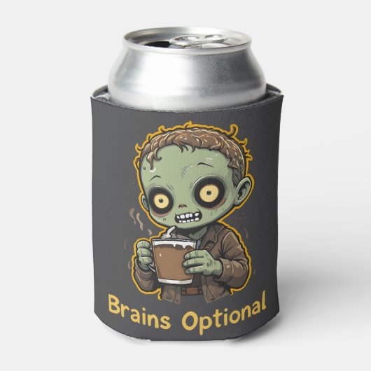 Brains Optional Zombie Coffee Funny Cute Undead  Blikjeskoeler (Blikje Voorkant)