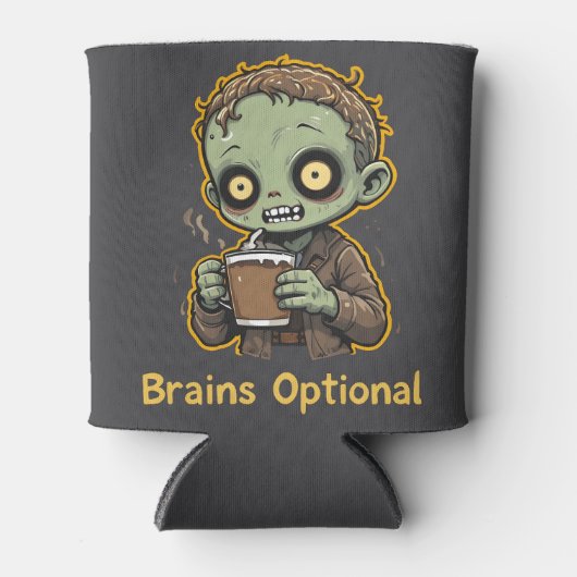 Brains Optional Zombie Coffee Funny Cute Undead  Blikjeskoeler (Voorkant)