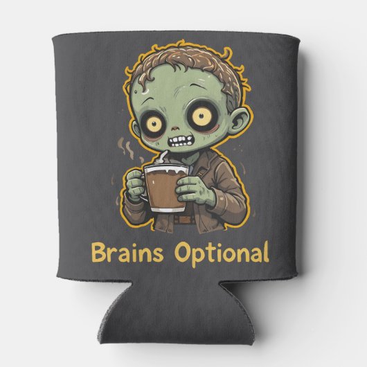Brains Optional Zombie Coffee Funny Cute Undead  Blikjeskoeler (Achterkant)