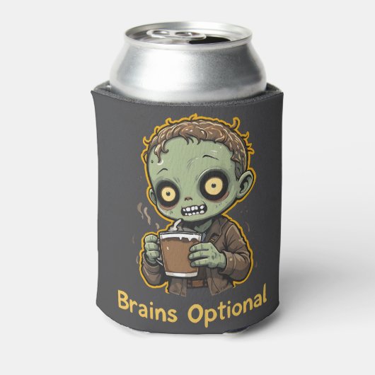 Brains Optional Zombie Coffee Funny Cute Undead  Blikjeskoeler (Blikje Achterkant)