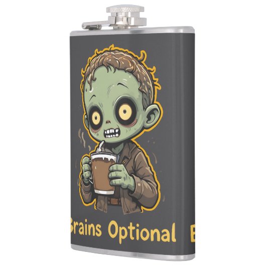 Brains Optional Zombie Coffee Funny Cute Undead  Heupfles (Links)