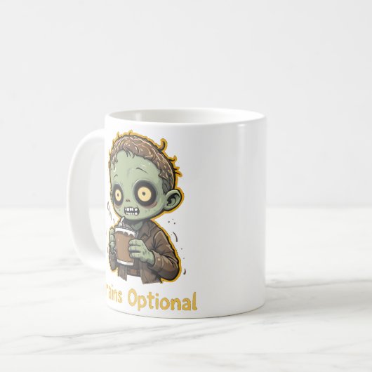Brains Optional Zombie Coffee Funny Cute Undead  Koffiemok (Voorkant links)
