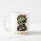 Brains Optional Zombie Coffee Funny Cute Undead  Koffiemok (Links)
