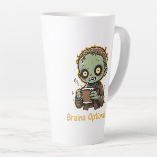 Brains Optional Zombie Coffee Funny Cute Undead  Latte Mok (Rechterhoek)