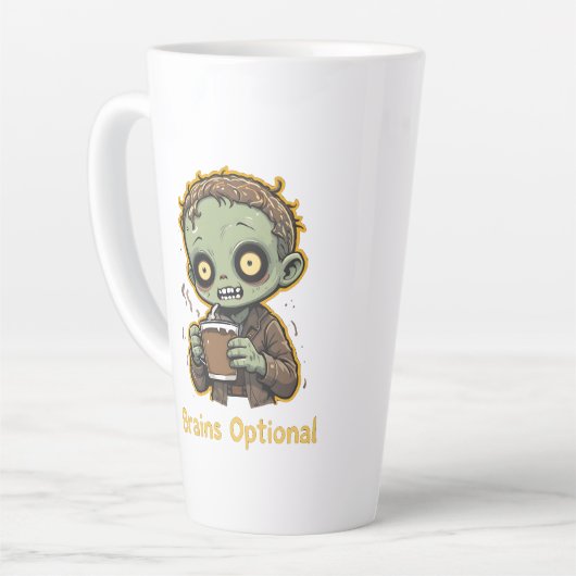 Brains Optional Zombie Coffee Funny Cute Undead  Latte Mok (Linkerhoek)
