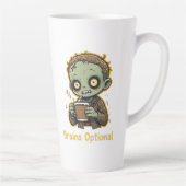 Brains Optional Zombie Coffee Funny Cute Undead  Latte Mok (Rechts)
