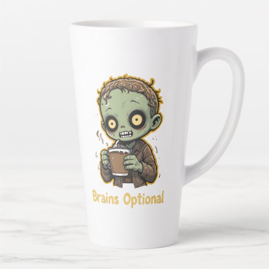 Brains Optional Zombie Coffee Funny Cute Undead  Latte Mok (Rechts)