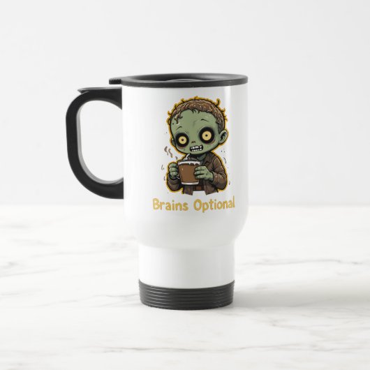 Brains Optional Zombie Coffee Funny Cute Undead  Reisbeker (Links)