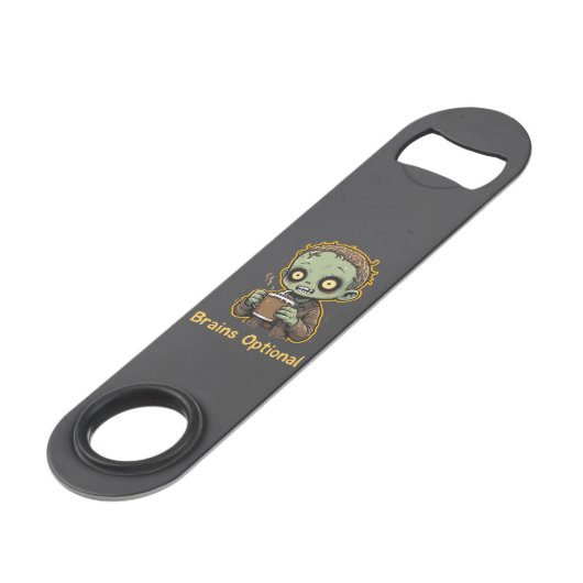Brains Optional Zombie Coffee Funny Cute Undead  Speed Flessenopener (Voorkant Gekanteld)