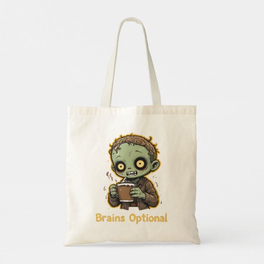 Brains Optional Zombie Coffee Funny Cute Undead  Tote Bag (Achterkant)