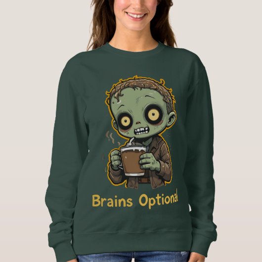 Brains Optional Zombie Coffee Funny Cute Undead  Trui (Voorkant)
