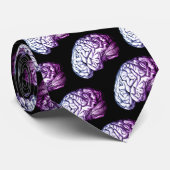 Brains  Print Paars Silky Necktie Stropdas (Opgerold)