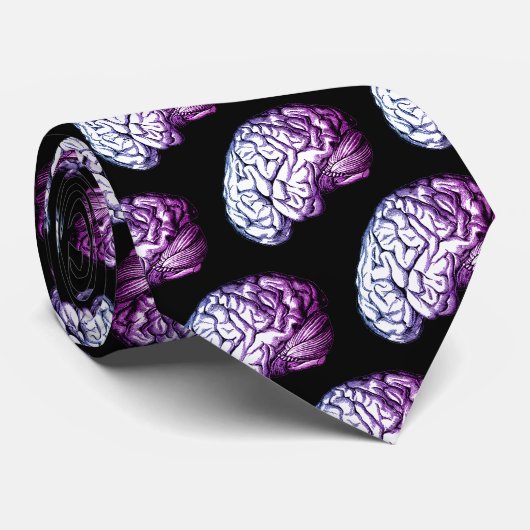 Brains Print Paars Silky Necktie Stropdas (Opgerold)